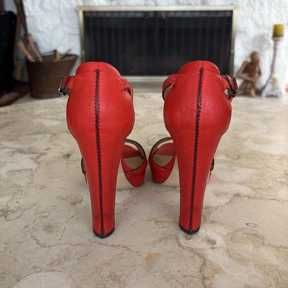 Longchamp Leather Platform Peep Toe Heels - Picture 8 of 17